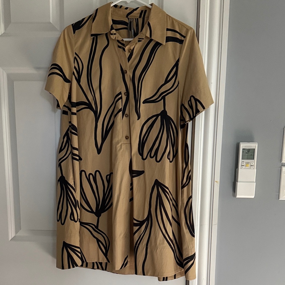 Anthropologie Tan and Black Mini Dress